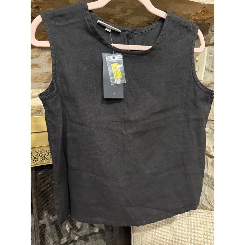 Bryn Walker Black Linen Sleeveless Basic Tank Top NWT XS - Breathable - New